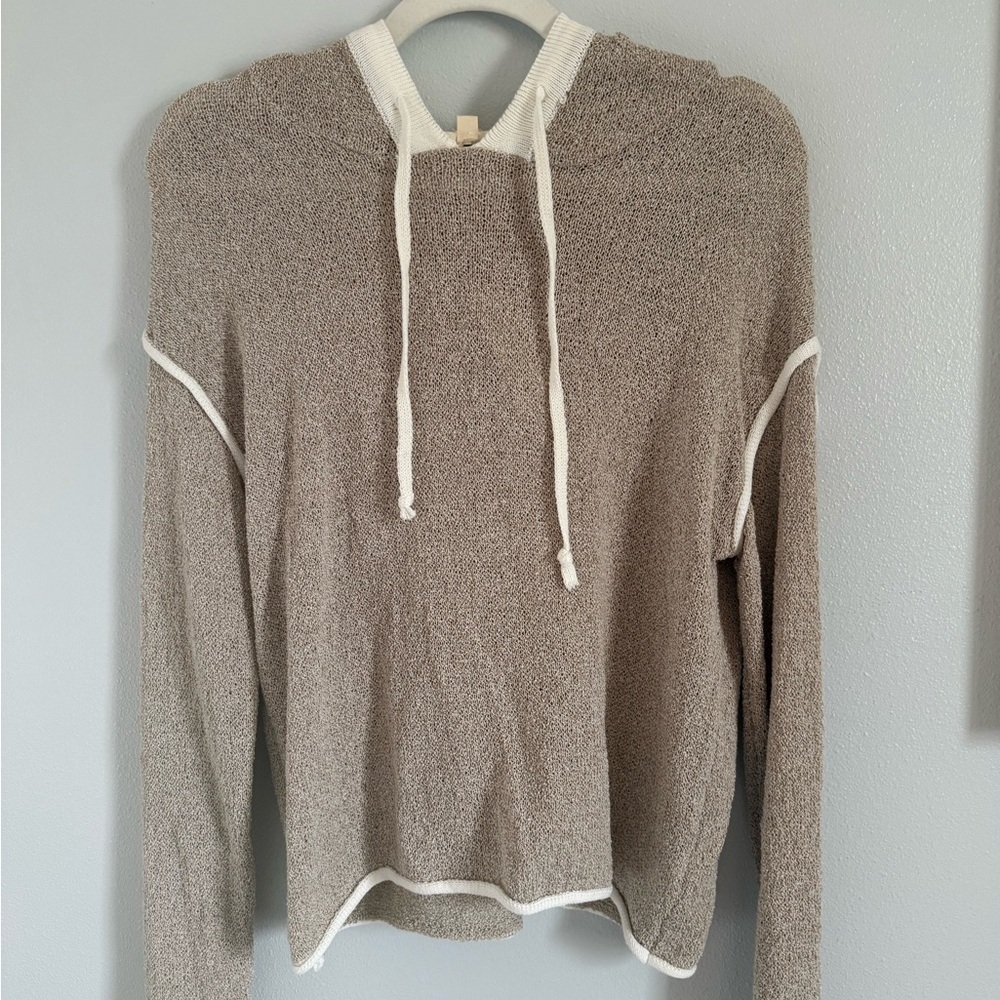 Women’s Boutique Brown and White Hooded Sweater Size Small NWT